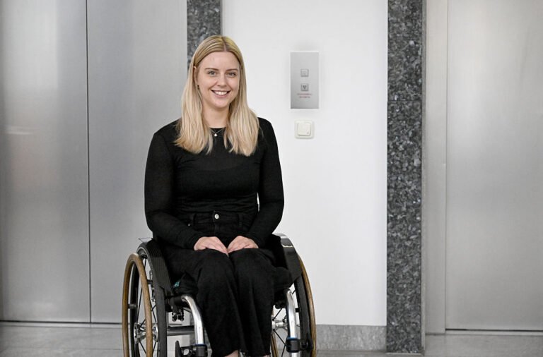 Blue Origin spacecraft in flight with wheelchair user on board