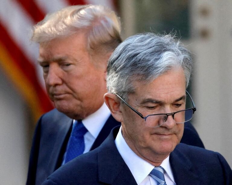 trump and powell in financial news