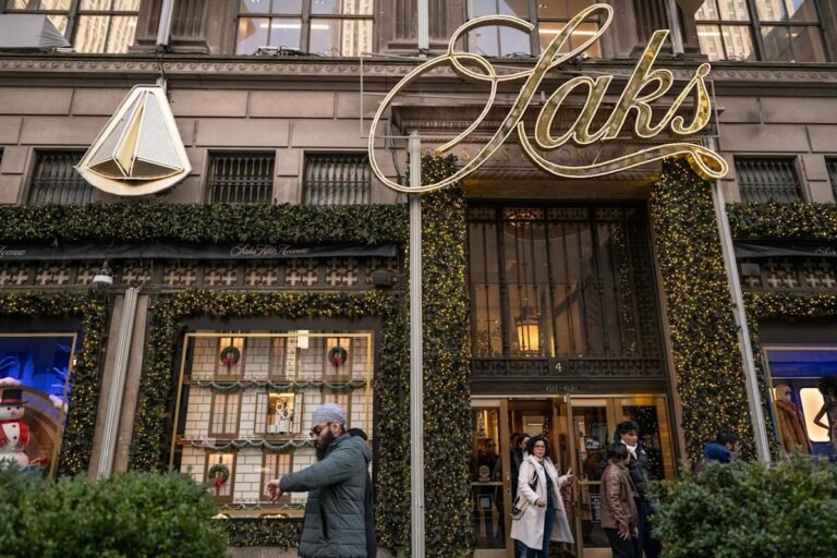 Saks store front with bankruptcy loan sign