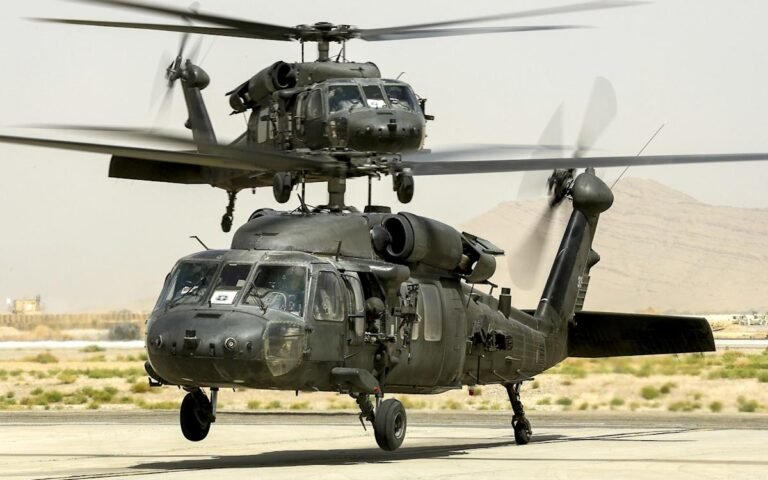 Black Hawk helicopters in flight, uk defence